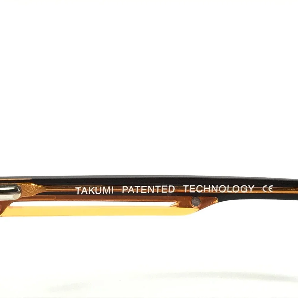 Takumi Eyeglasses Frames TK1047 50 Grey Blue Orange Square Wire Rim 53-18-135